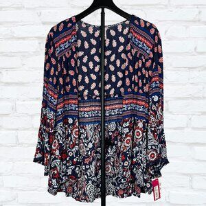 Xhilaration XXL NWT Boho Floral Open Front Kimono Cardigan High Low Hem
